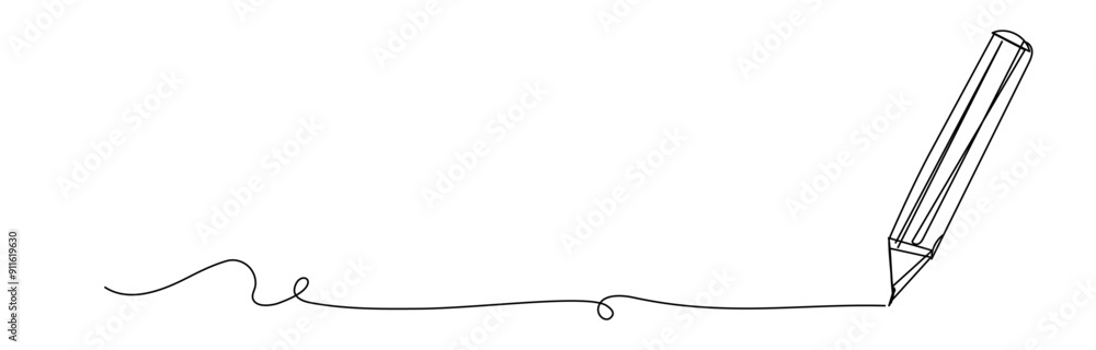 curvy single line drawing pencil , line art vector illustration, simple line art
