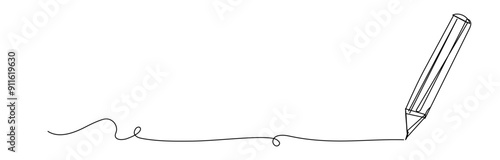 curvy single line drawing pencil , line art vector illustration, simple line art
