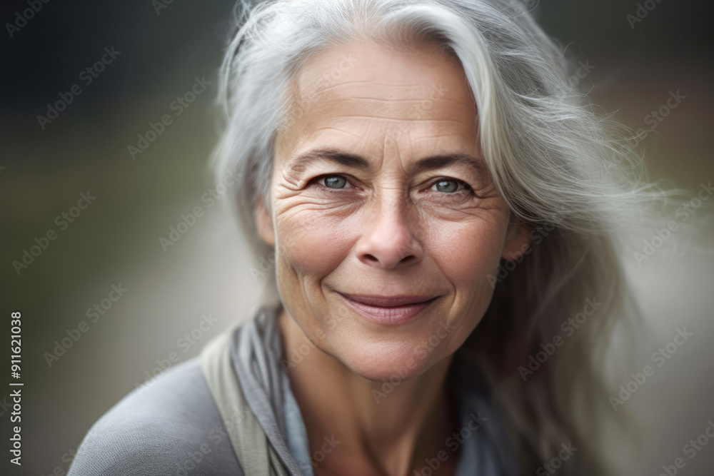 generated illustration of beautiful woman 50s age senior model grey hair with cofident generated illustration of beautiful woman 50s age senior model grey hair with cofident