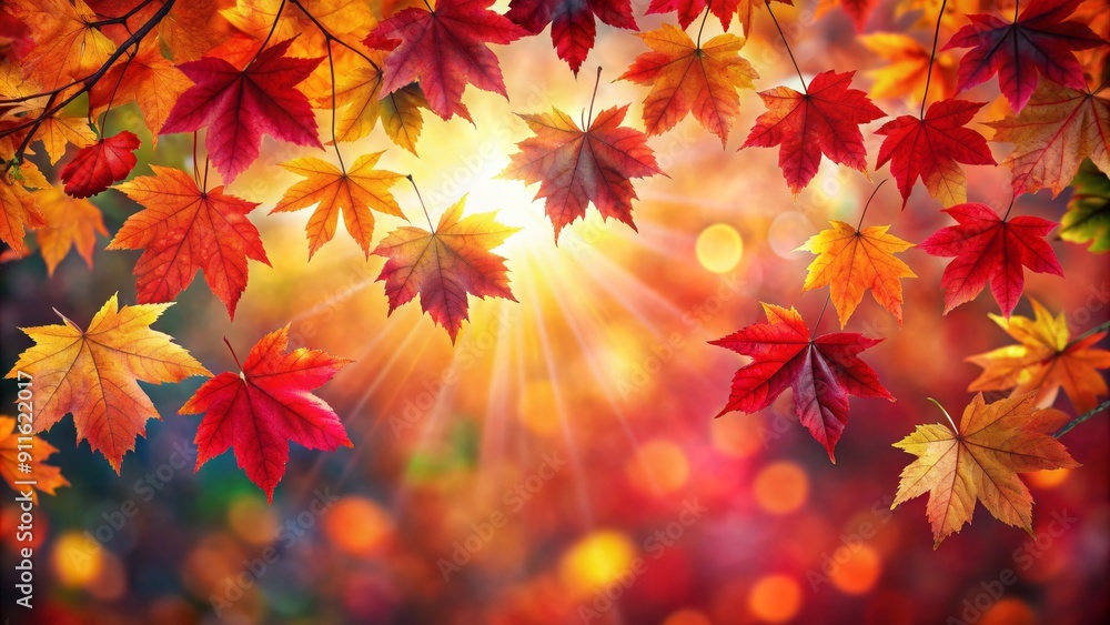 Golden Autumn Leaves with Sun Rays, Fall Foliage, Nature, Season, Colorful , autumn leaves, fall colors Golden Autumn Leaves with Sun Rays, Fall Foliage, Nature, Season, Colorful , autumn leaves, fall colors