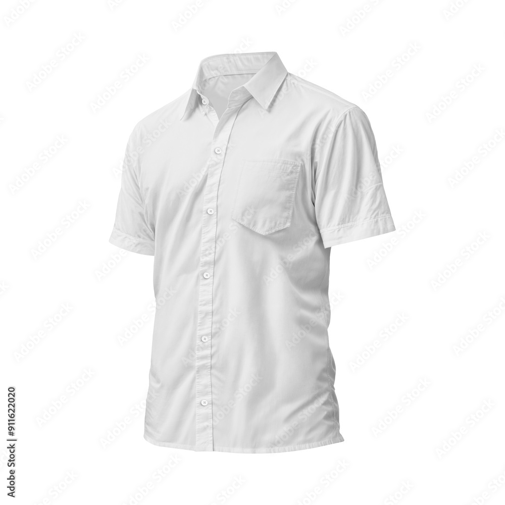 An image of an White Short Sleeve Shirt isolated on a white background An image of an White Short Sleeve Shirt isolated on a white background