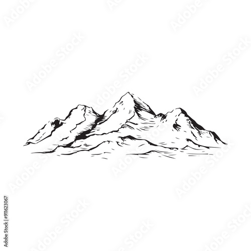 Drawing of a mountain with white background
