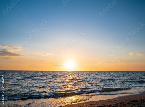 Landscape horizon viewpoint panorama summer shore sea beach nobody wind wave cool holiday look calm big sunset sky twilight evening on day time nature tropical coast beautiful ocean water travel