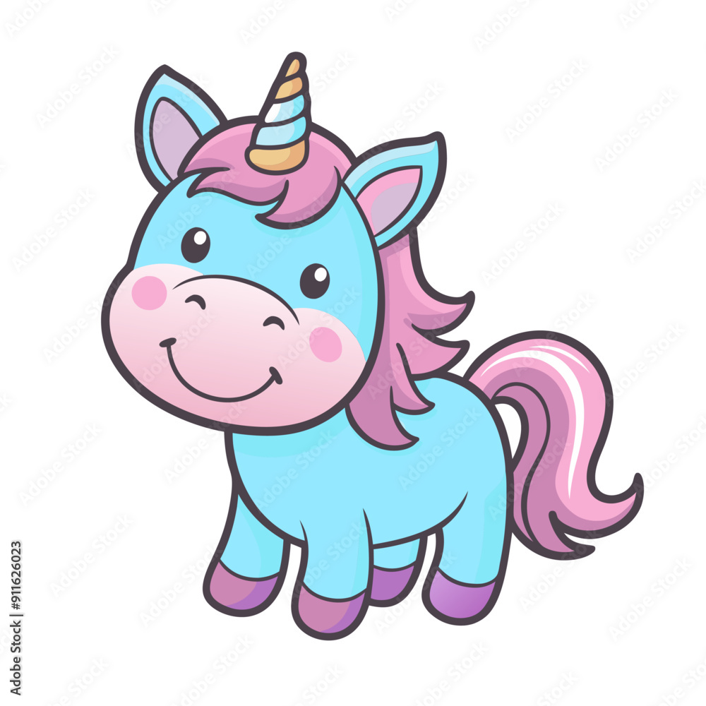 Naklejka premium Unicorn sticker childish adorable magic