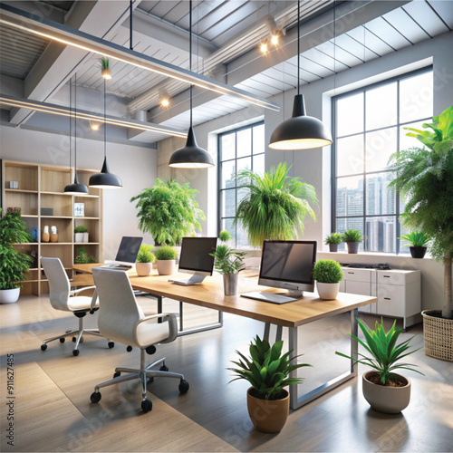 modern office interior with furniture