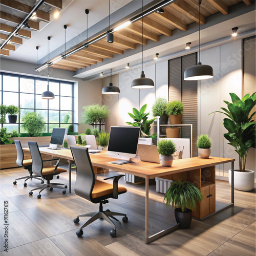 modern office interior with furniture