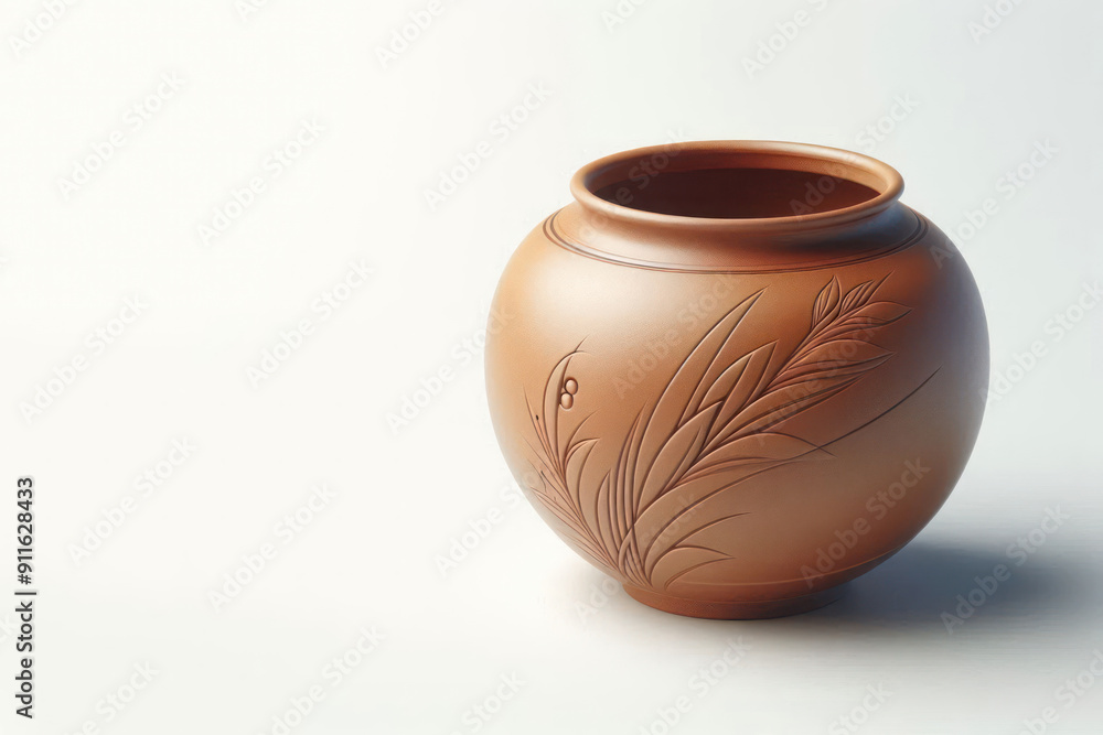 Clay pot on a clean background. Space for text. Clay pot on a clean background. Space for text.