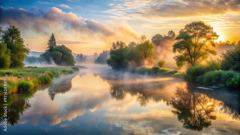 Misty River Sunrise Reflection, nature, landscape, photography, sunrise Misty River Sunrise Reflection, nature, landscape, photography, sunrise