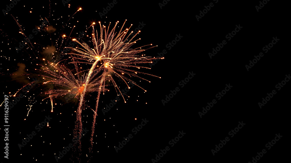 A dazzling display of golden fireworks illuminates the night sky, with bright sparks and trails spreading beautifully across the dark background. A dazzling display of golden fireworks illuminates the night sky, with bright sparks and trails spreading beautifully across the dark background.