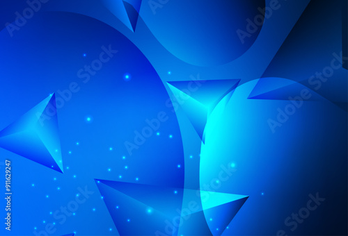 Dark BLUE vector Abstract illustration with colorful discs and triangles.