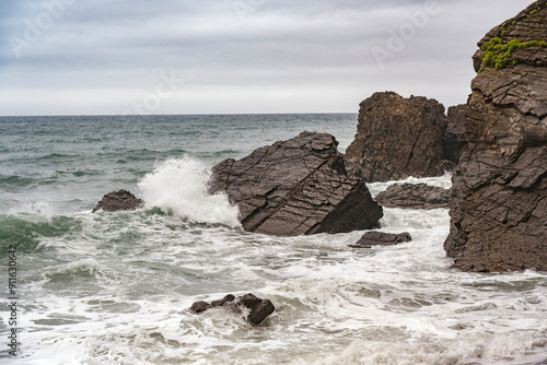 High tide at Sandymouth bay beach  in Cornwall photo