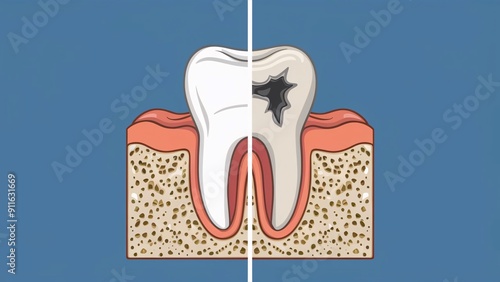 Healthy vs. Cavitated Tooth Comparison. photo