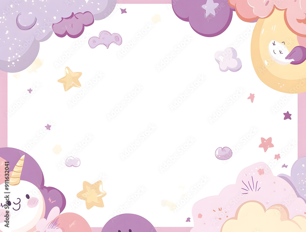 Dream cute frame background with stars and clouds design Dream cute frame background with stars and clouds design