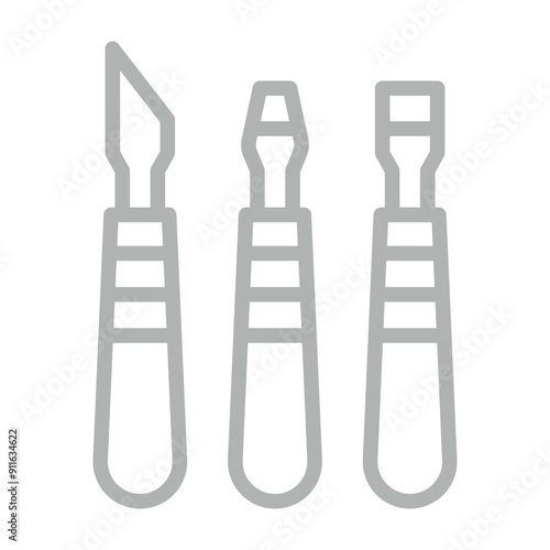 Sculpting Tools Vector Line Grey Icon Design