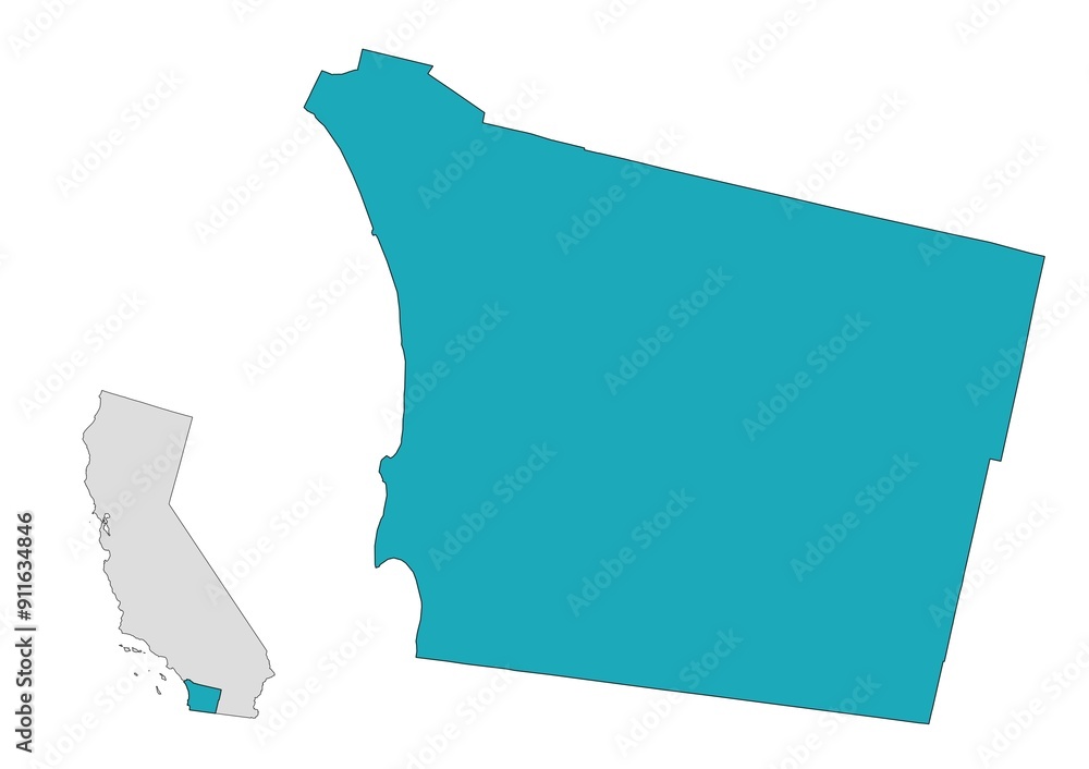San Diego County Map, California. USA