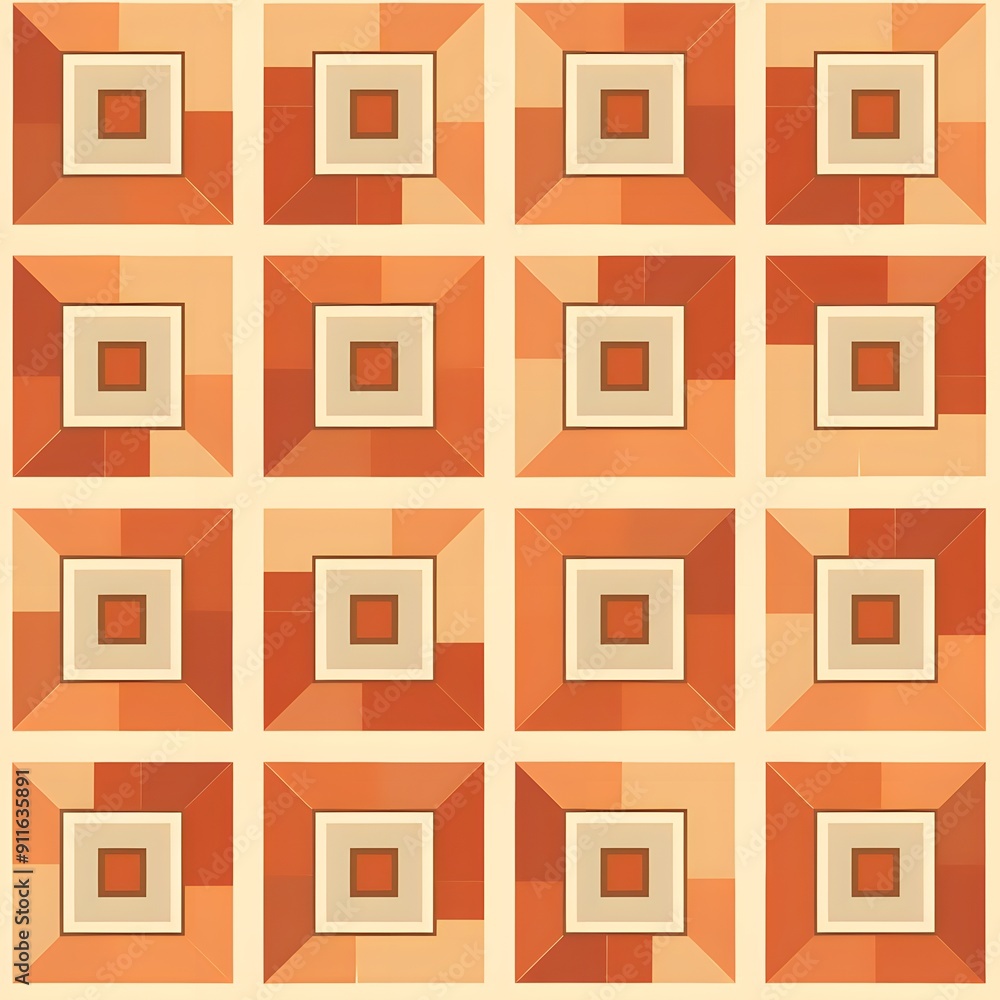 Abstract geometric pattern with warm orange tones and layered squares. Abstract geometric pattern with warm orange tones and layered squares.