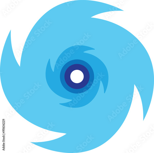 Blue typhoon hurricane cyclone icon.