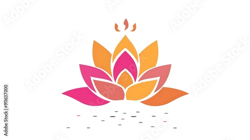 Minimal lotus flower sign logo background