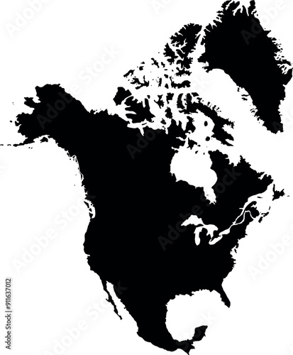 North America map isolated on a white background