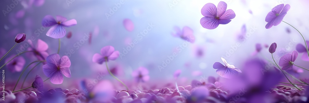 A soft, ethereal background filled with delicate lavender flowers, creating a dreamy microcosm atmosphere A soft, ethereal background filled with delicate lavender flowers, creating a dreamy microcosm atmosphere