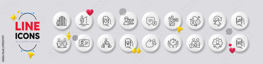 Success business, Agent and Blood donation line icons. White buttons 3d icons. Pack of Download app, Flight mode, Music app icon. Timer, Chat bubble, Fake internet pictogram. Vector Success business, Agent and Blood donation line icons. White buttons 3d icons. Pack of Download app, Flight mode, Music app icon. Timer, Chat bubble, Fake internet pictogram. Vector