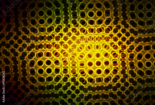 Dark Green, Yellow vector background with bubbles.