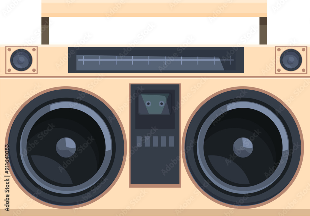 Fototapeta premium Vintage boombox is playing music, with its large speakers and retro design