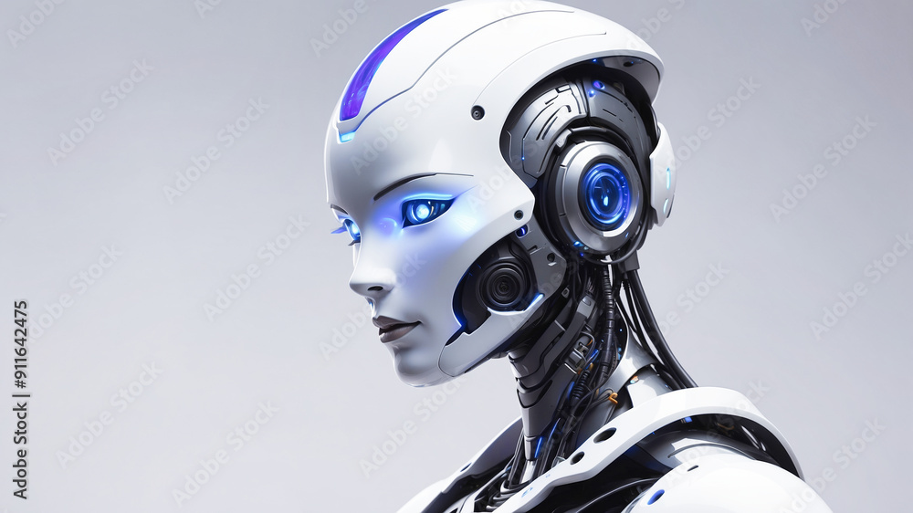 Portrait of a humanoid robot with a sleek, futuristic design Portrait of a humanoid robot with a sleek, futuristic design