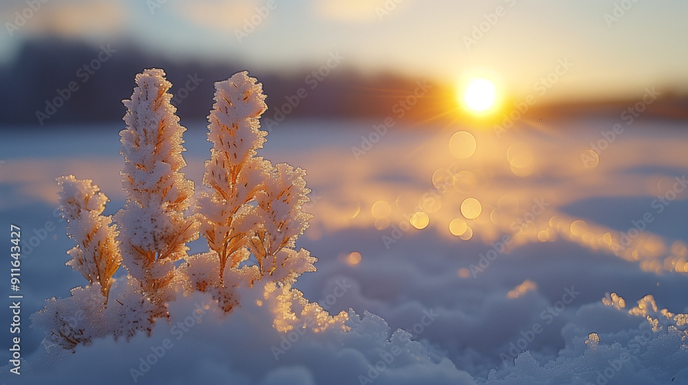 A serene, snowy landscape with frost-covered plants bathed in warm sunlight during sunrise, creating a beautiful contrast between the cold snow and warm sun. A serene, snowy landscape with frost-covered plants bathed in warm sunlight during sunrise, creating a beautiful contrast between the cold snow and warm sun.