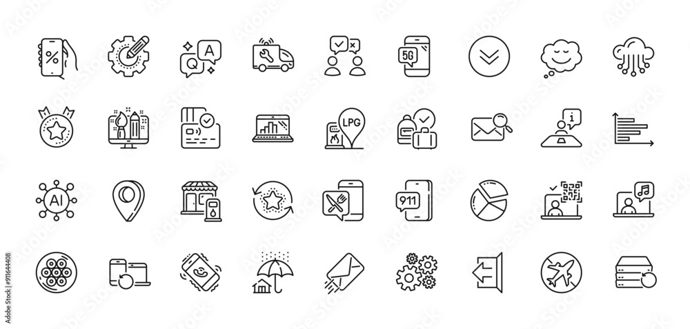 Recovery server, Filling station and Emergency call line icons pack. AI, Question and Answer, Map pin icons. People voting, Home insurance, 5g phone web icon. Vector Recovery server, Filling station and Emergency call line icons pack. AI, Question and Answer, Map pin icons. People voting, Home insurance, 5g phone web icon. Vector