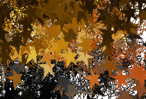 Dark Orange vector background with colored stars.