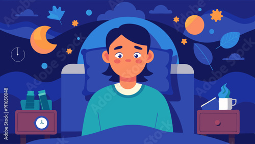  person with insomnia vector illustration