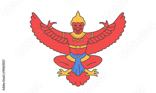Garuda God. Emblem of Thailand. Vector illustration