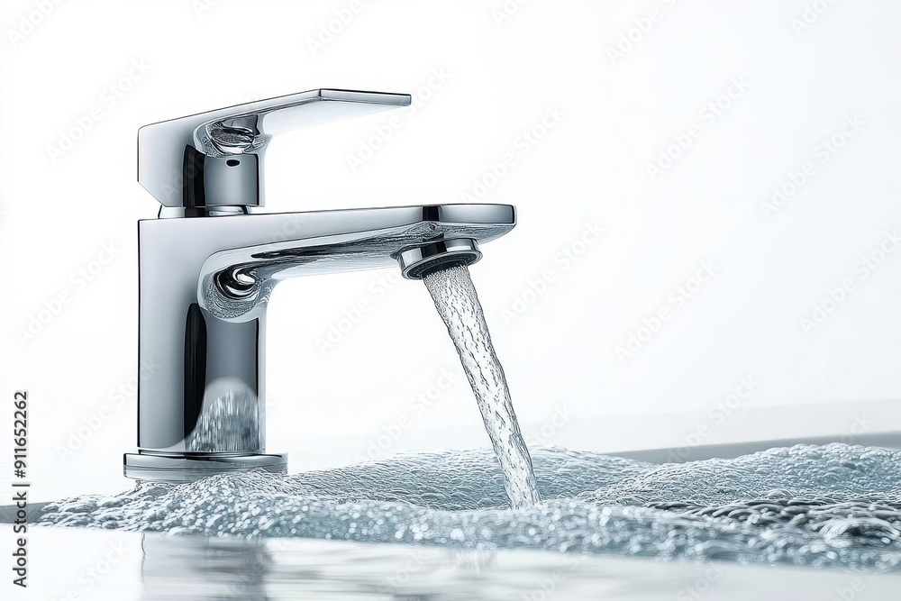 sleek modern faucet gleaming chrome tap with flowing water captured in highspeed photography showcasing liquid dynamics and light refraction minimalist design against a crisp white background sleek modern faucet gleaming chrome tap with flowing water captured in highspeed photography showcasing liquid dynamics and light refraction minimalist design against a crisp white background