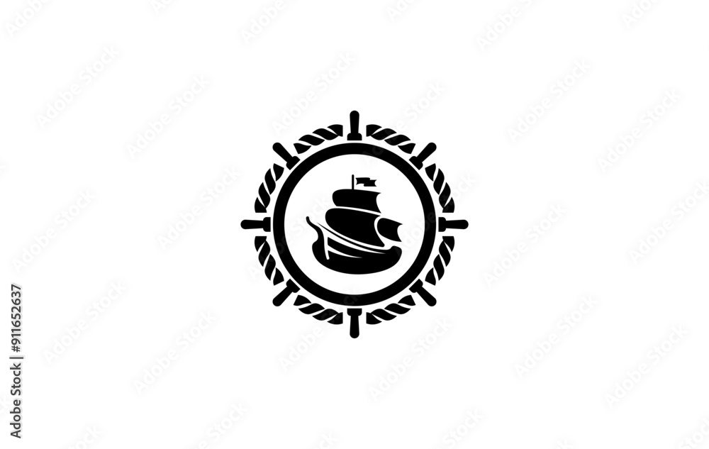 Fototapeta premium Vector illustration of a sailboat logo in a minimalist style
