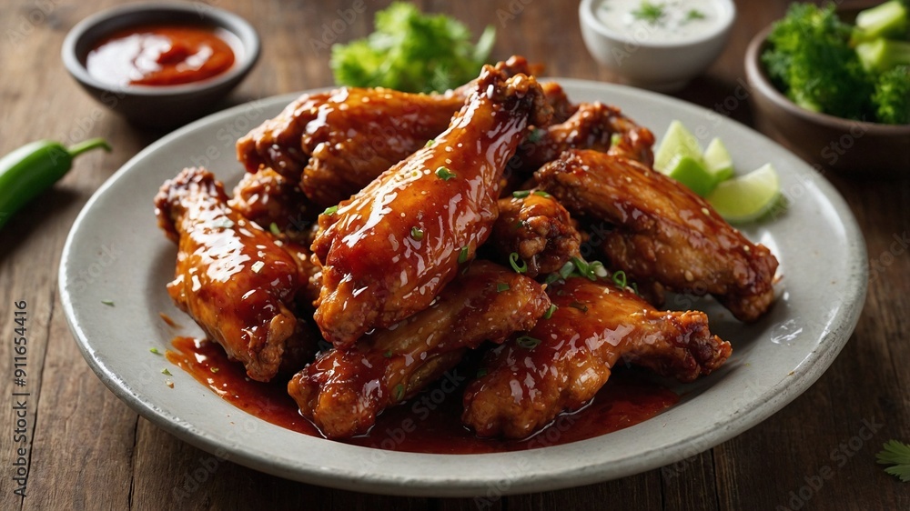 Spicy Chicken Wings Glazed with Fiery Hot Sauce Generative AI Spicy Chicken Wings Glazed with Fiery Hot Sauce Generative AI