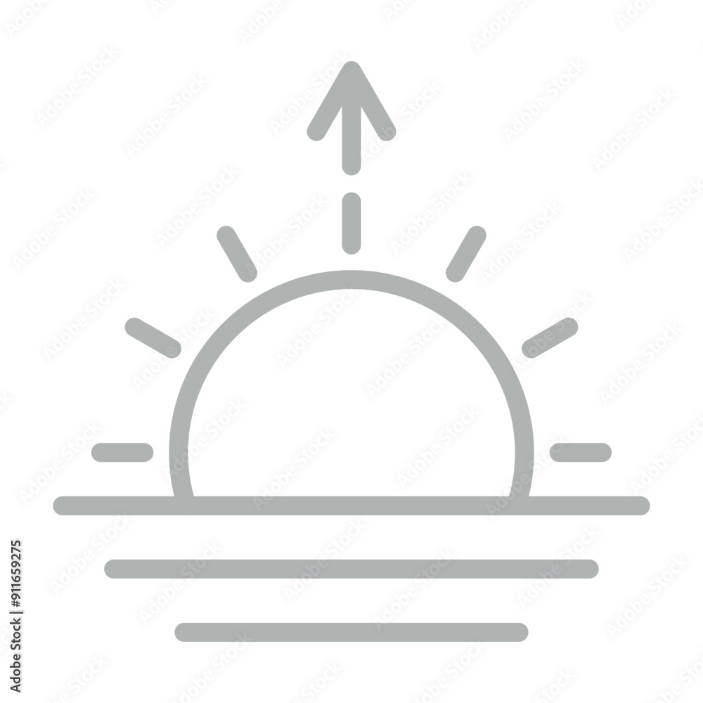 Sunrise Vector Line Grey Icon Design Sunrise Vector Line Grey Icon Design