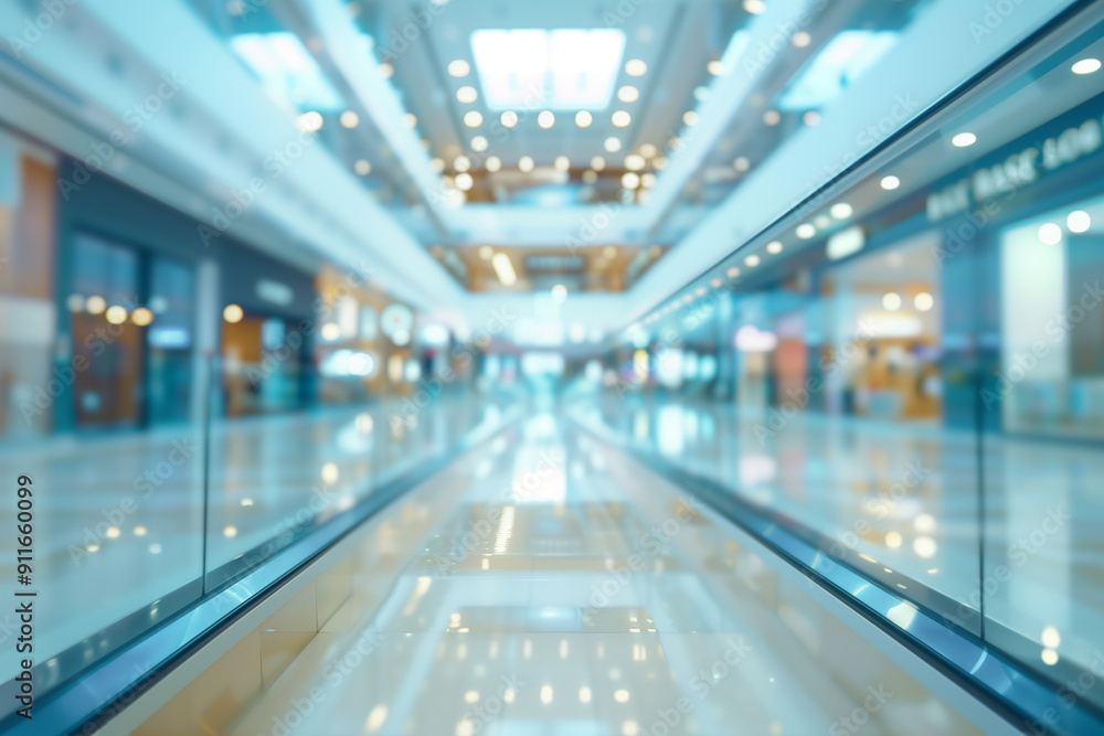Fototapeta premium Blurred Modern Shopping Mall Interior Background