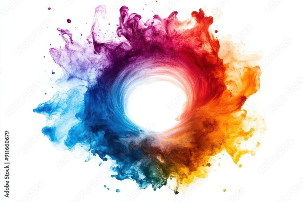 watercolor wonder vibrant rainbowhued circular paint splash on pristine white background showcasing the fluid beauty of watercolor techniques watercolor wonder vibrant rainbowhued circular paint splash on pristine white background showcasing the fluid beauty of watercolor techniques