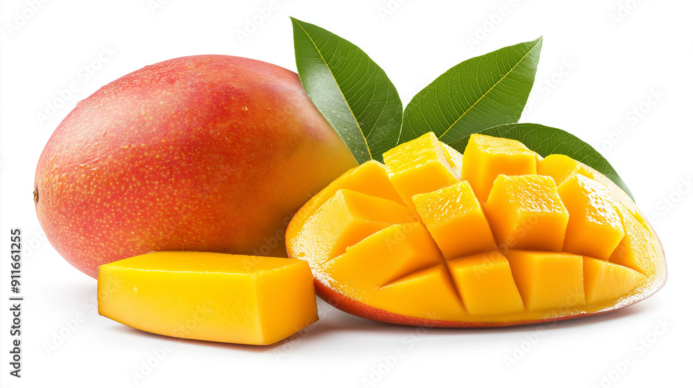mango and sliced mango isolated on white background mango and sliced mango isolated on white background