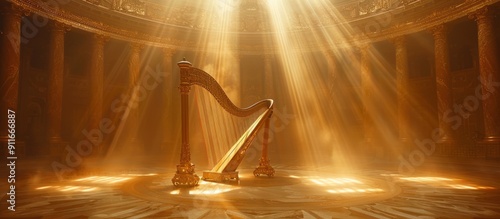 Golden Harp in a Sunlit Hall photo