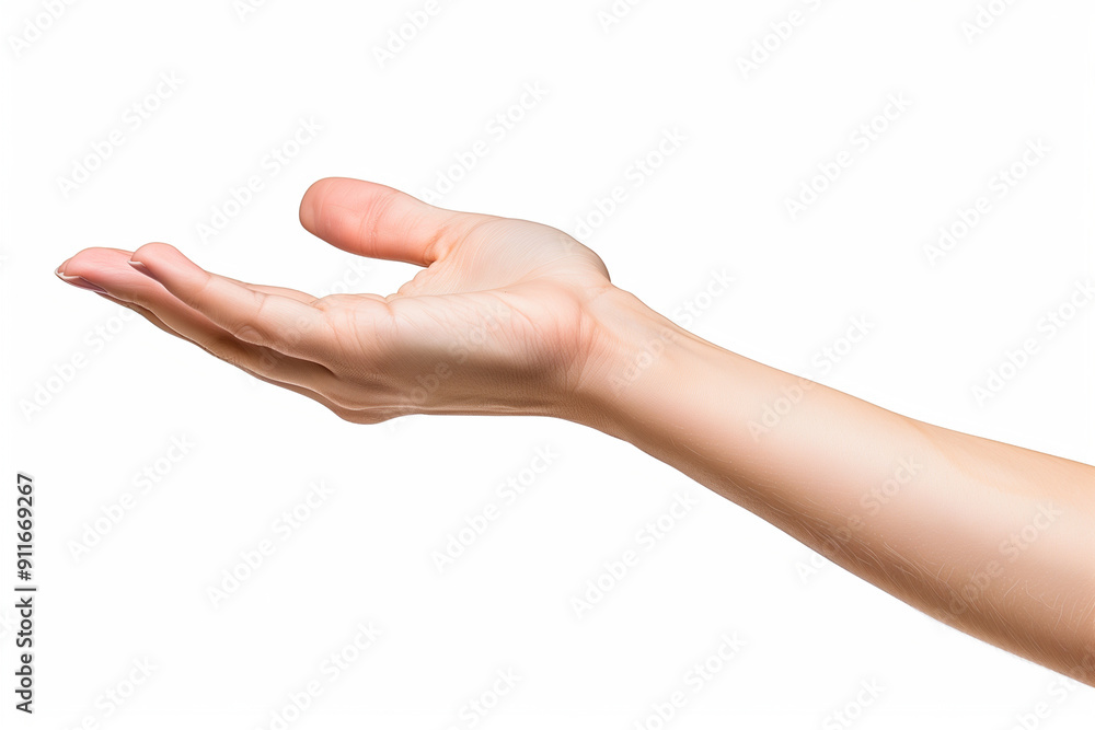 Woman's Hand Gesture Holding Something on White Background Woman's Hand Gesture Holding Something on White Background