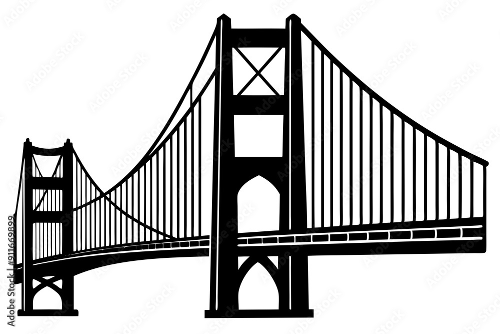 Golden gate bridge silhouette. bridge vector silhouette illustration Golden gate bridge silhouette. bridge vector silhouette illustration