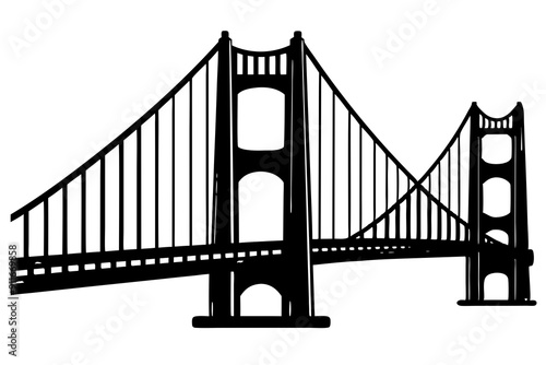 Golden gate bridge silhouette. bridge vector silhouette illustration