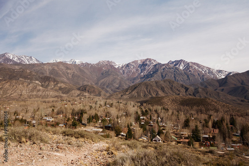 Landscape Town And Mountains