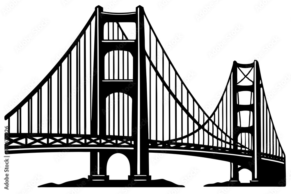 Golden gate bridge silhouette. bridge vector silhouette illustration Golden gate bridge silhouette. bridge vector silhouette illustration