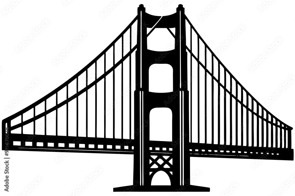 Fototapeta premium Golden gate bridge silhouette. bridge vector silhouette illustration