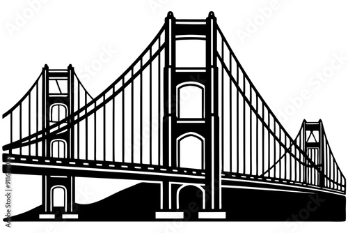 Golden gate bridge silhouette. bridge vector silhouette illustration