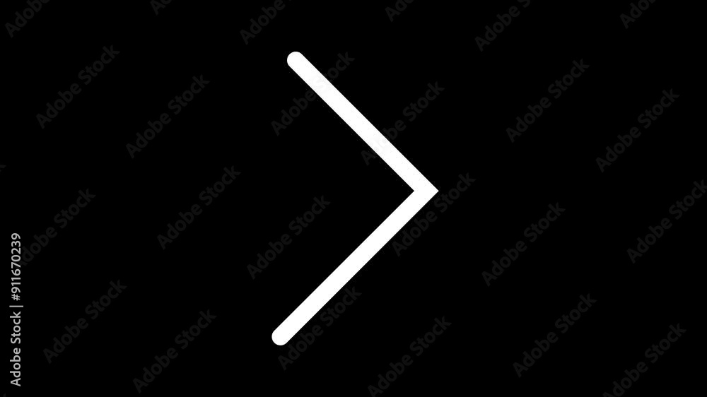 white color a moving arrow pointing to the right. arrow pointing left to right direction on black background loop animation.4k white color a moving arrow pointing to the right. arrow pointing left to right direction on black background loop animation.4k