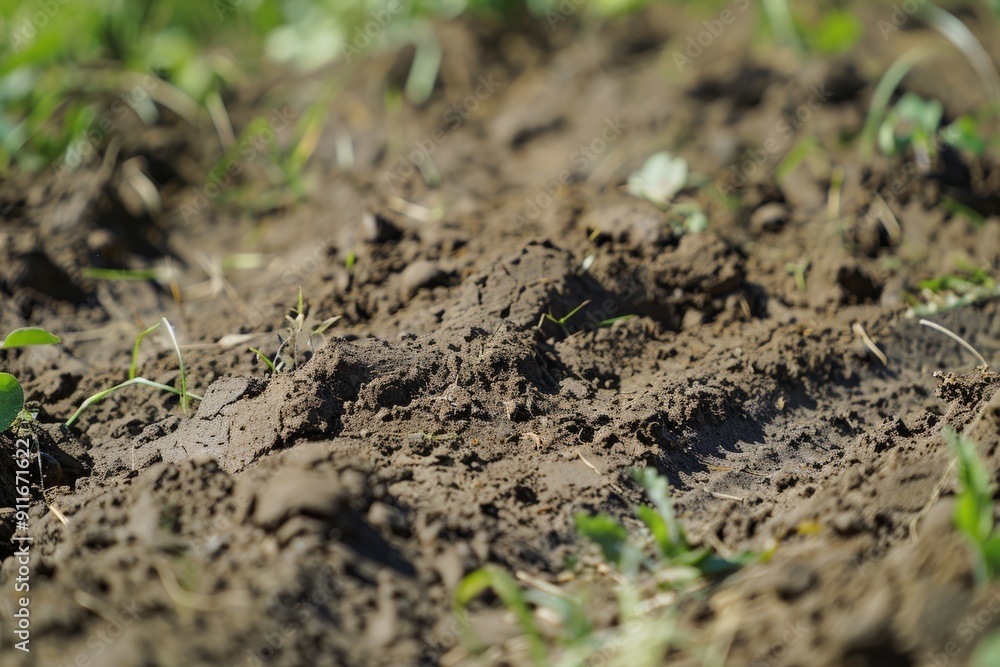 Close-Up of Soil after Rotary Tillage Showing Fine Texture and Even Organic Matter Distribution Close-Up of Soil after Rotary Tillage Showing Fine Texture and Even Organic Matter Distribution